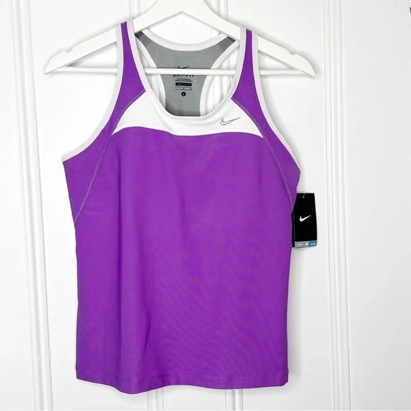 NWT Nike Purple Racerback Tank Top with Built in Bra Size Large Running - Picture 1 of 8